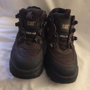 CAT Men’s Steel Toe Boots Caterpillars Brown 7.5